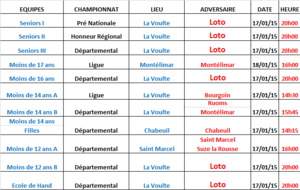 Programme des 17 et 18 janvier 2015